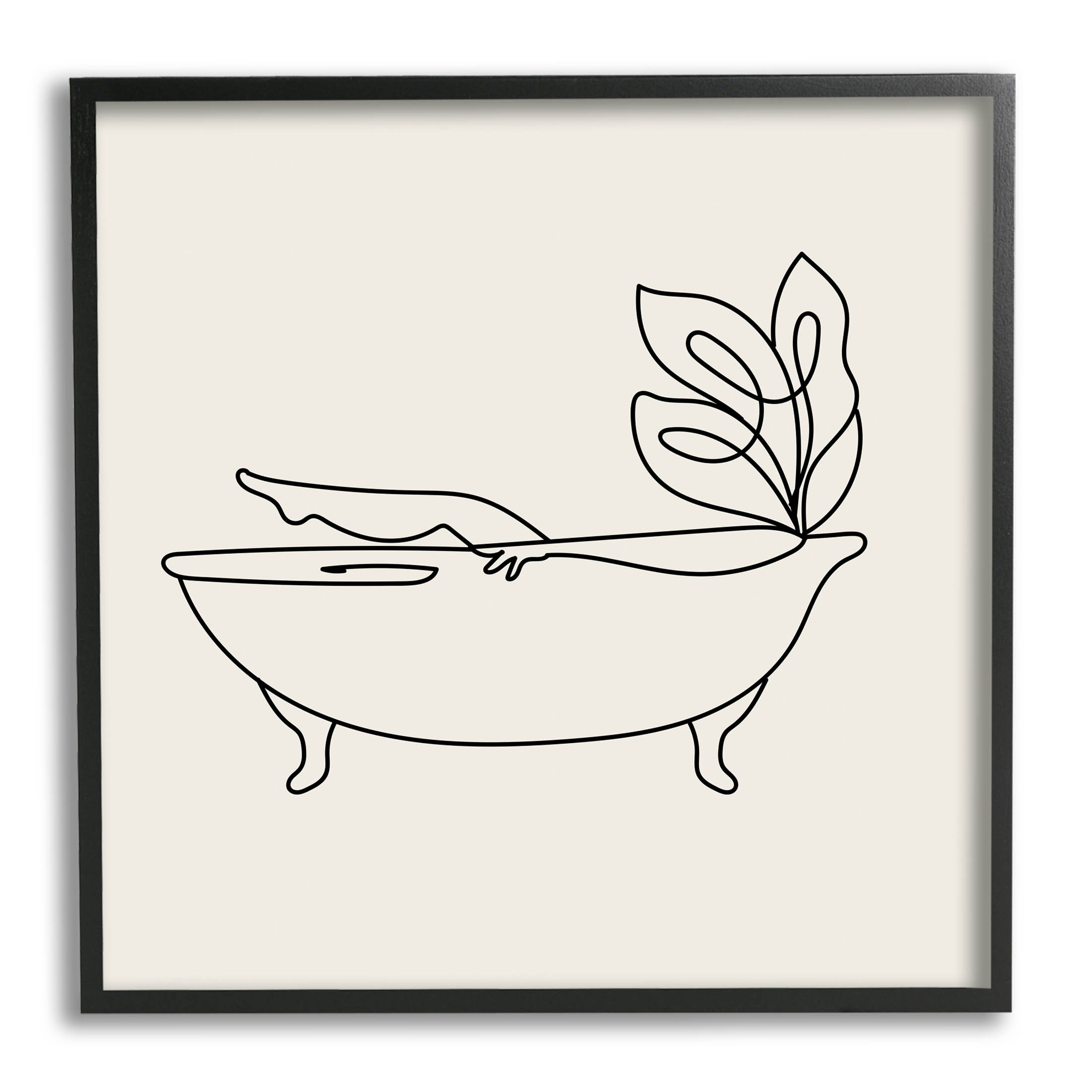 Stupell Industries Line Doodle Bath Botanical Framed Giclee Art By Lil ...